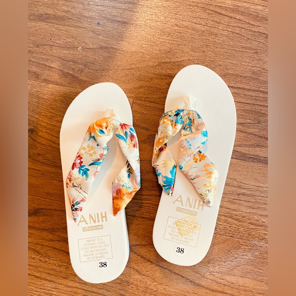 Colorful Floral Flip Flops New